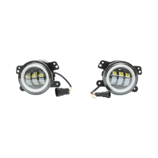Set 2 proiectoare ceata LED cu DRL Angel Eyes 10-60V 30W, 3 functii alb/galben, lumina de zi, ceata si semnalizare Breckner Germany