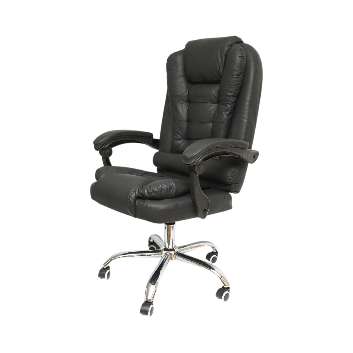 Scaun de birou ergonomic directorial cu suport lombar, piele ecologica neagra, rotativ, spatar si inaltime reglabile
