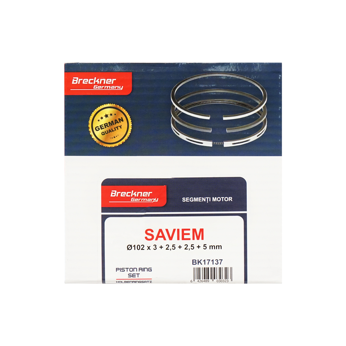 Segmenti motor Saviem Turbo fi 102mm 3x2,5x2,5x5mm Breckner Germany