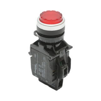 Buton comanda iluminat convex LED 24V AC/DC rosu cu revenire 1NO+1NC, 10A/600V AC, 1A/250V DC LA42 Breckner Germany
