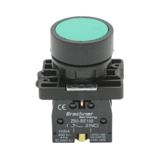 Buton comanda cu revenire verde 1NO+1NC, 400V/10A LAY5 Breckner Germany