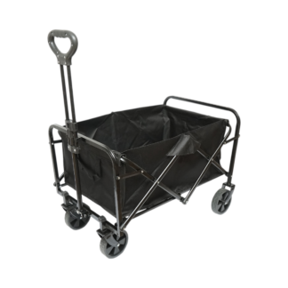 Carucior transport pliabil de gradina si camping cu roti, maner extensibil, cadru metalic, material textil 70x48x47cm Breckner Germany