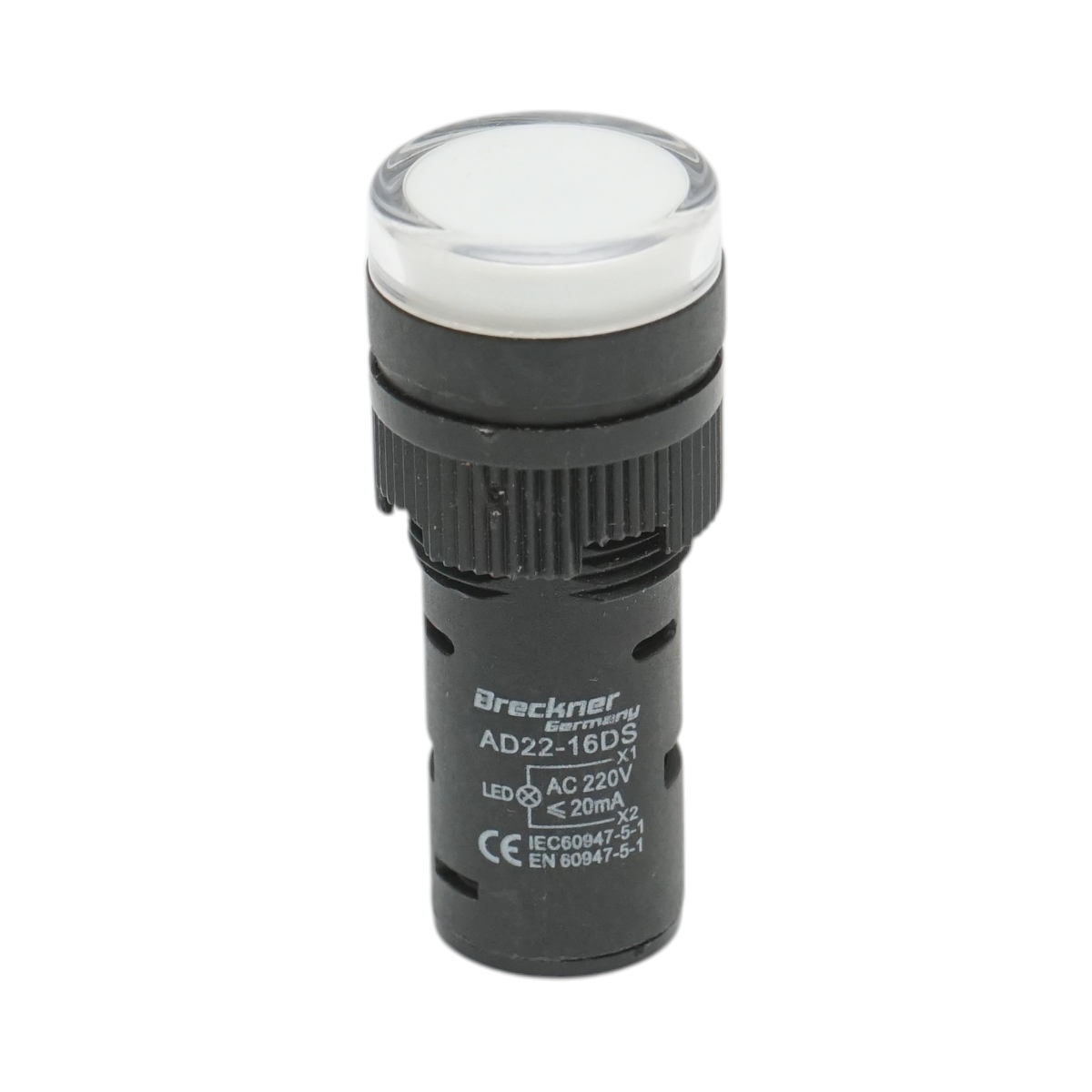 Indicator semnalizare LED alb 220V AC 16mm Breckner Germany