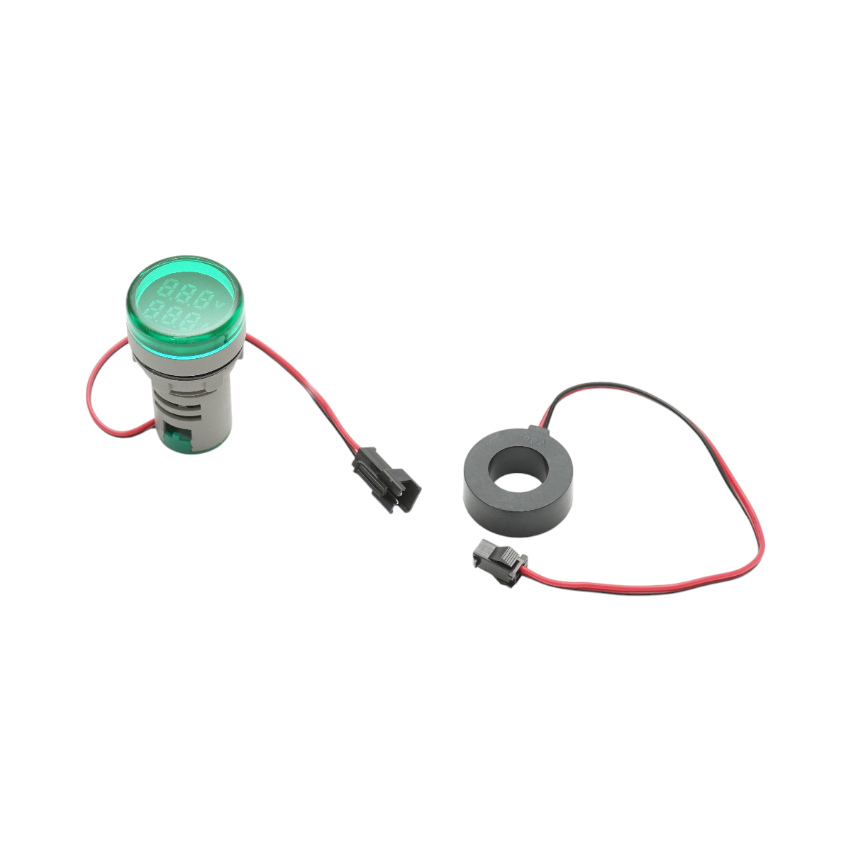 Indicator digital ampermetru si voltmetru LED verde 0-100A/50-500V AC Ø 22mm Breckner Germany