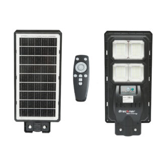 Lampa solara LED iluminat stradal 150W, 6500K cu panou solar, senzor de miscare si telecomanda IP65 Breckner Germany