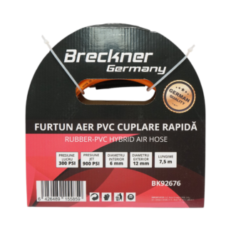 Furtun aer compresor profesional 7.5m din PVC si cuplare rapida universala Breckner Germany