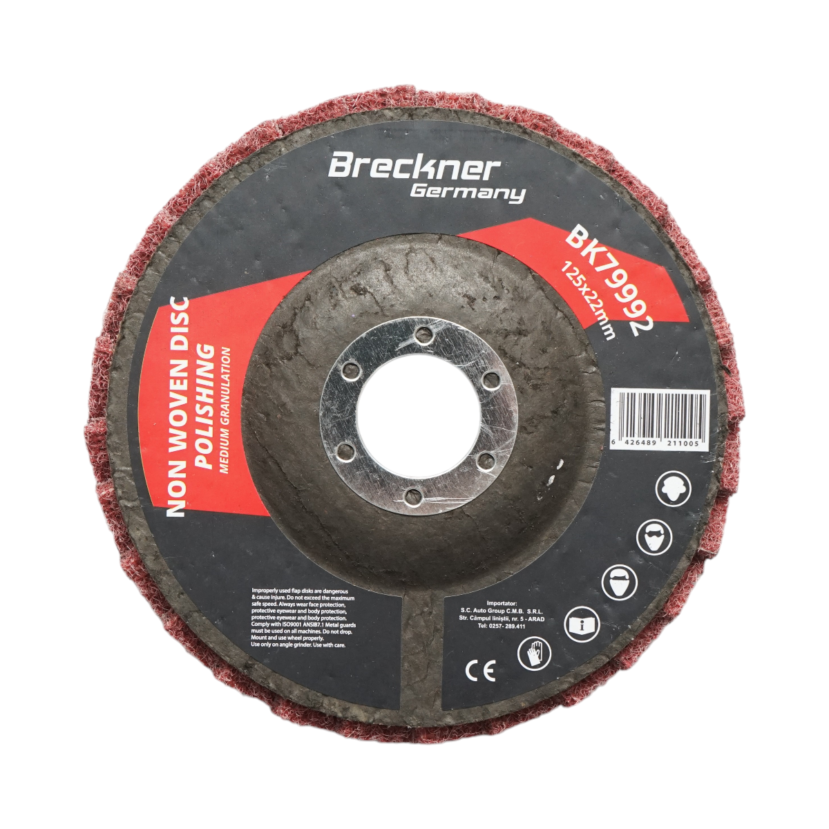 Disc abraziv lamelar netesut 125x22mm, granulatie medie pentru polisare si finisare Breckner Germany