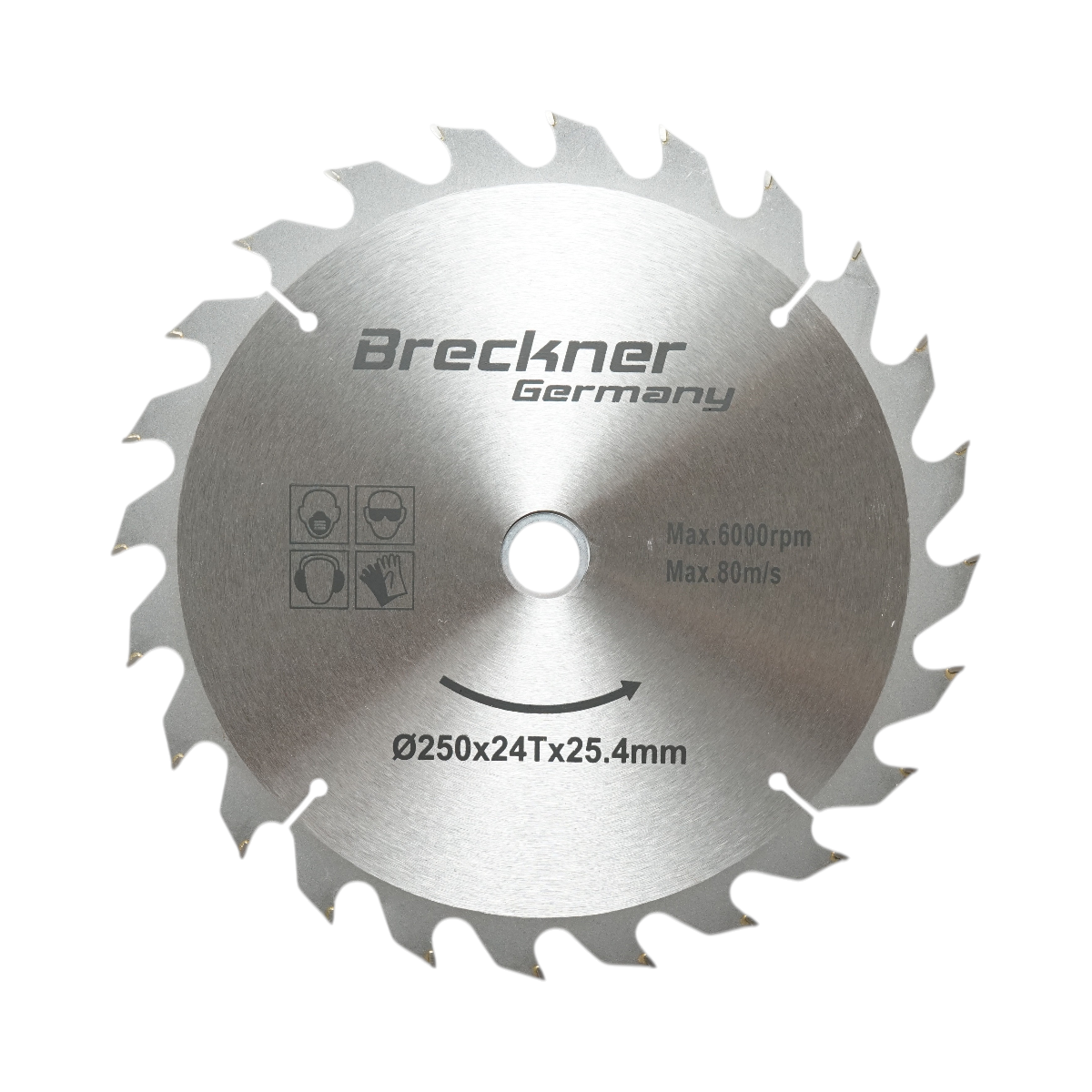 Disc circular vidia pentru lemn 250x25.4mm, 24 dinti, turatie maxima 6000rpm Breckner Germany
