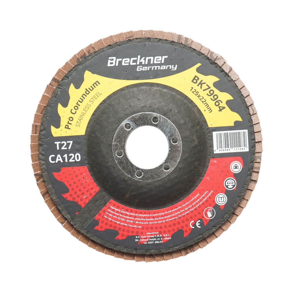 Disc lamelar abraziv corund 125x22mm T27 CA120 pentru slefuire/polizare inox si metal Breckner Germany
