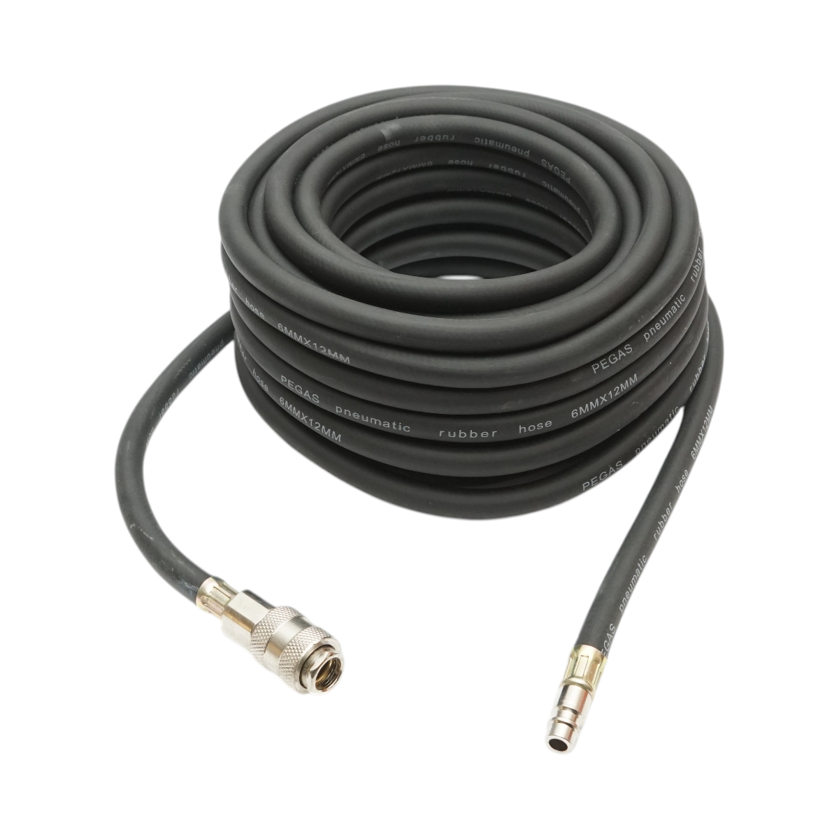 Furtun aer compresor 12m cauciucat 6x12mm si cuple rapide universale