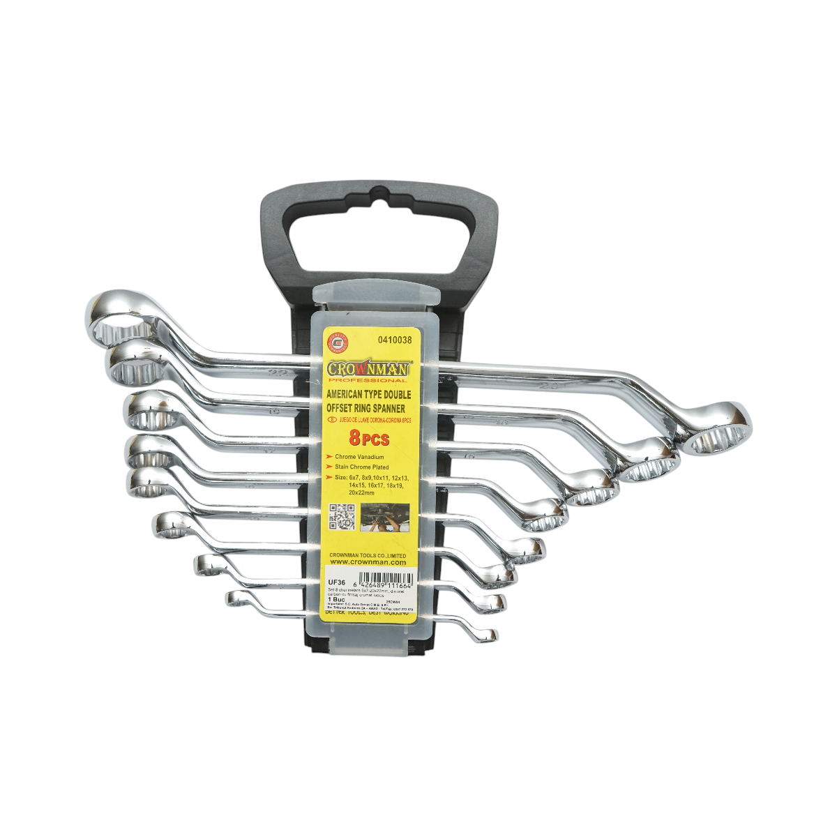 Set chei inelare cotite 6-22mm Cr-V 8 piese Crownman