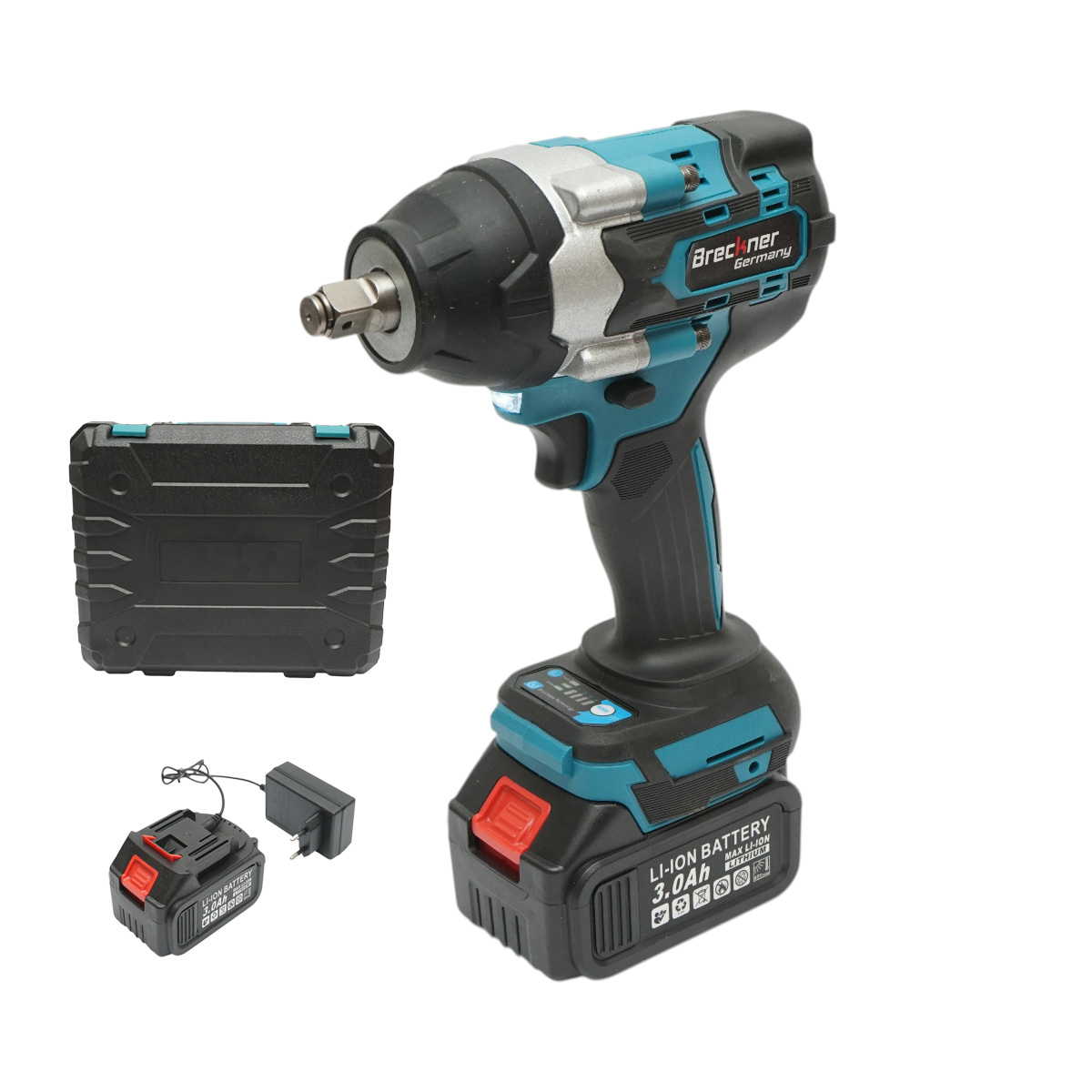 Masina de insurubat cu impact 1/2 inch, 2 acumulatori 21V, 3Ah Li-ion, LED, cuplu 800Nm, motor fara perii (brushless) Breckner Germany