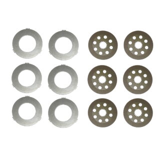 Set discuri frictiune 222x50x3.8mm Z=15, placa 240x130x3.8mm pentru JCB 3C, 3CX, 3D, 3DX, 4C, 4CN, 4CX OEM 458-20289 - 458-20353
