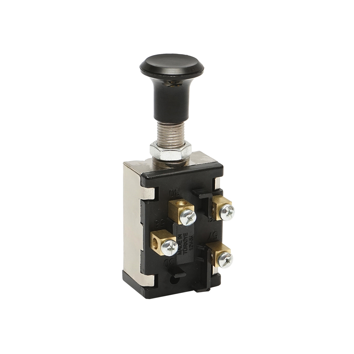 Intrerupator scurt on-off 12V/5A pull switch cu piulita prindere metalica Breckner Germany