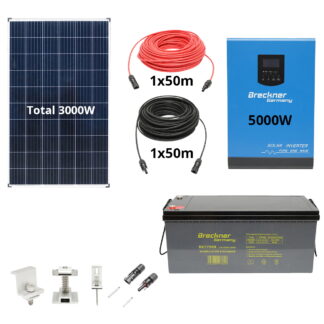 Sistem solar fotovoltaic cu invertor 5KW 220V ON-Grid Hibrid 48V, 105A MPPT Breckner Germay