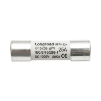 Siguranta fuzibila 10x38mm cilindrica gPV 25A, 1000V DC pentru sisteme fotovoltaice RFPV-32H Longroad