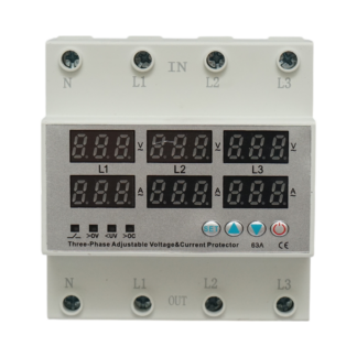 Releu digital siguranta 4P 63A 300V. trifazic pentru monitorizare si protectie subtensiune, supratensiune Suntree