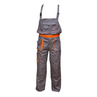 Salopeta cu pieptar de lucru, gri/portocaliu marimea 56, poliester cu bumbac 235g/m2 Breckner Germany