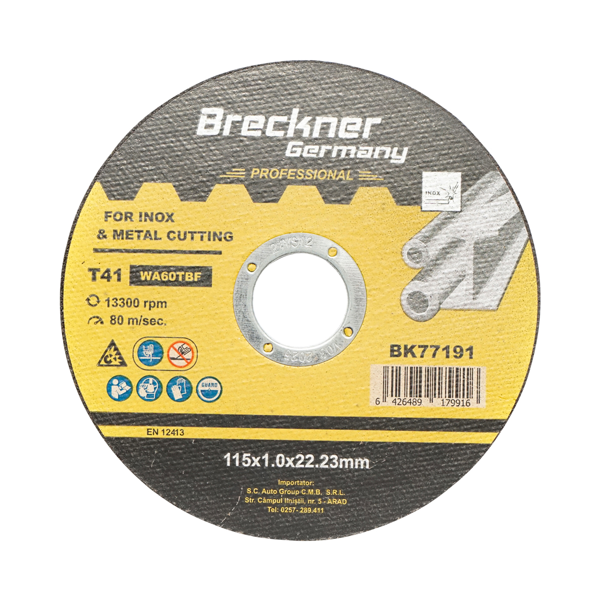 Panza disc flex pentru taiere inox T41 115x1.0x22mm Breckner Germany