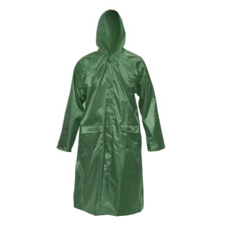Pelerina cu gluga impermeabila L din poliester cu membrana PVC fante de aerisire, 2 buzunare si fermoar verde Breckner Germany