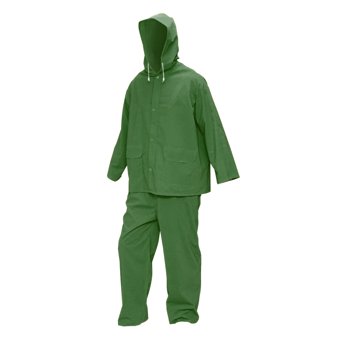 Costum impermeabil L cu gluga si salopeta din poliester si PVC, verde Breckner Germany