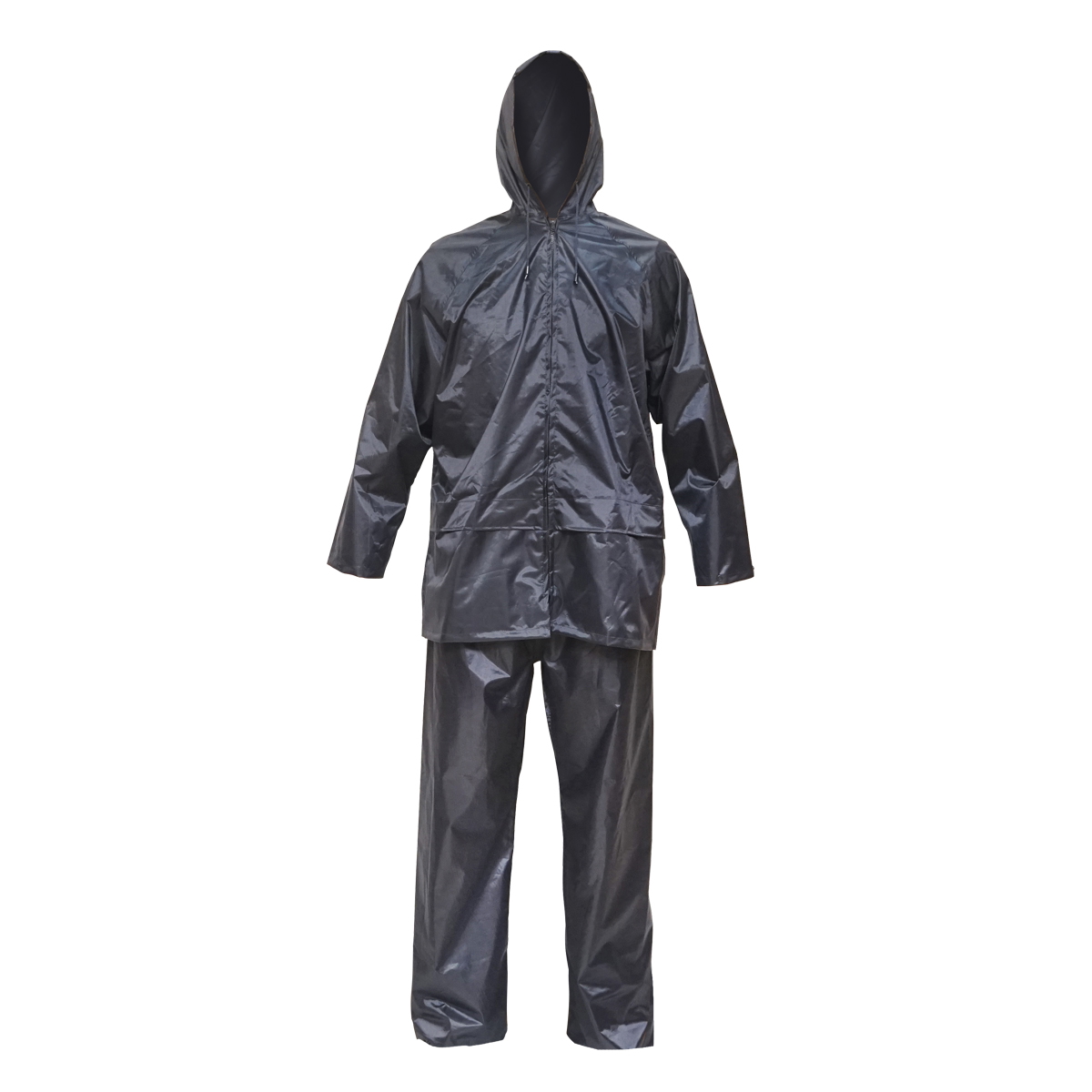 Costum impermeabil XXL cu gluga si pantaloni din poliester si PVC, navy blue Breckner Germany