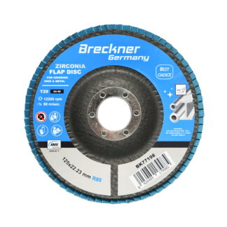 Disc lamelar abraziv cu zirconiu pentru taiat si polizat metal, inox P80, 125mm Breckner Germany
