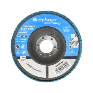 Disc lamelar abraziv cu zirconiu pentru polizat metal inox P60, 125mm Breckner Germany