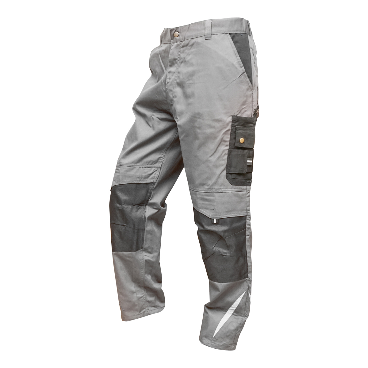 Pantaloni de lucru, poliester cu bumbac, gri cu negru, L Breckner Germany - imagine 2