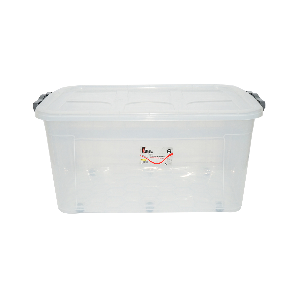 Cutie depozitare 80L cu capac si roti din plastic transparenta 478x750x370mm - imagine 2