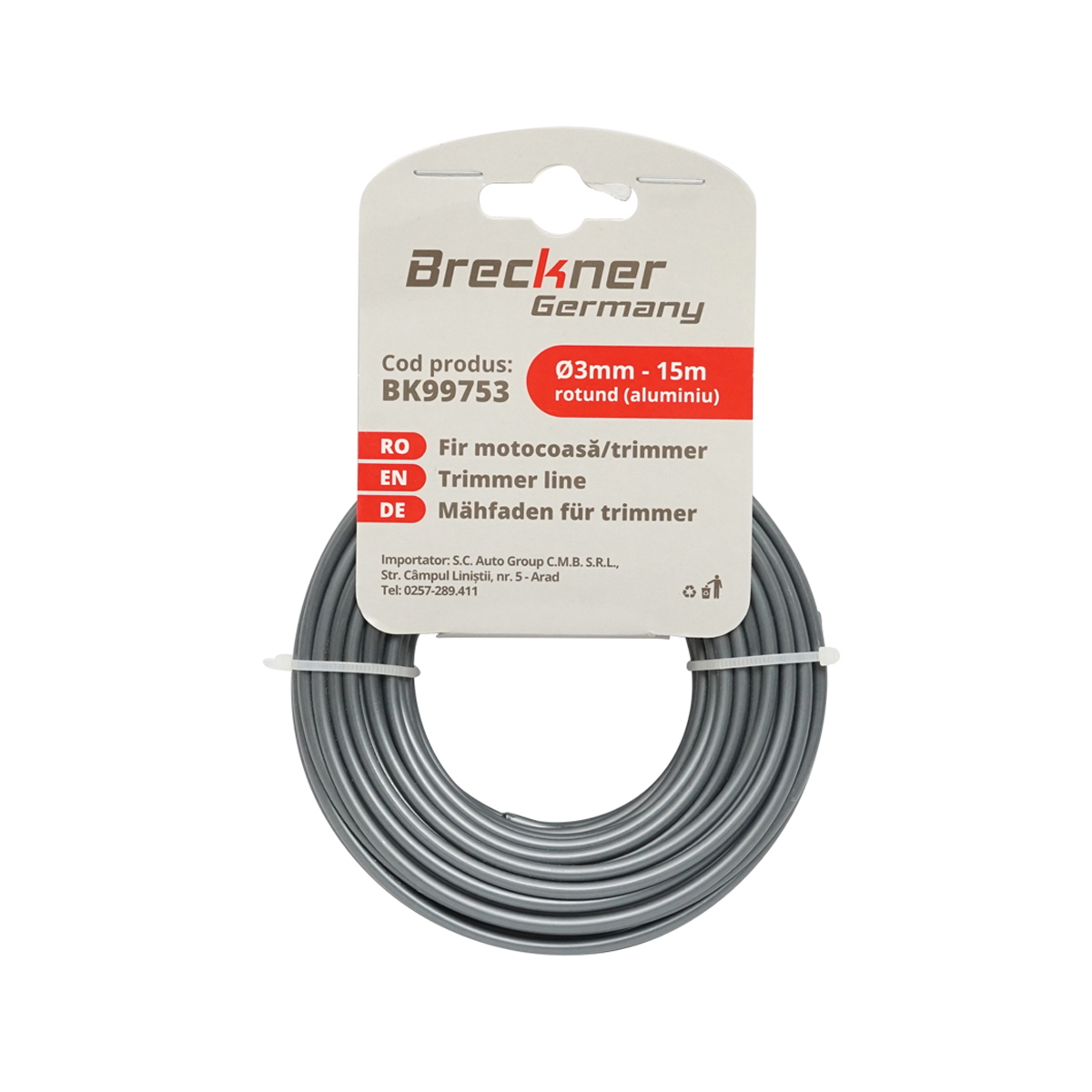Fir rotund pentru motocoasa 3mm x 15m cu insertie metalica Breckner Germany - imagine 2