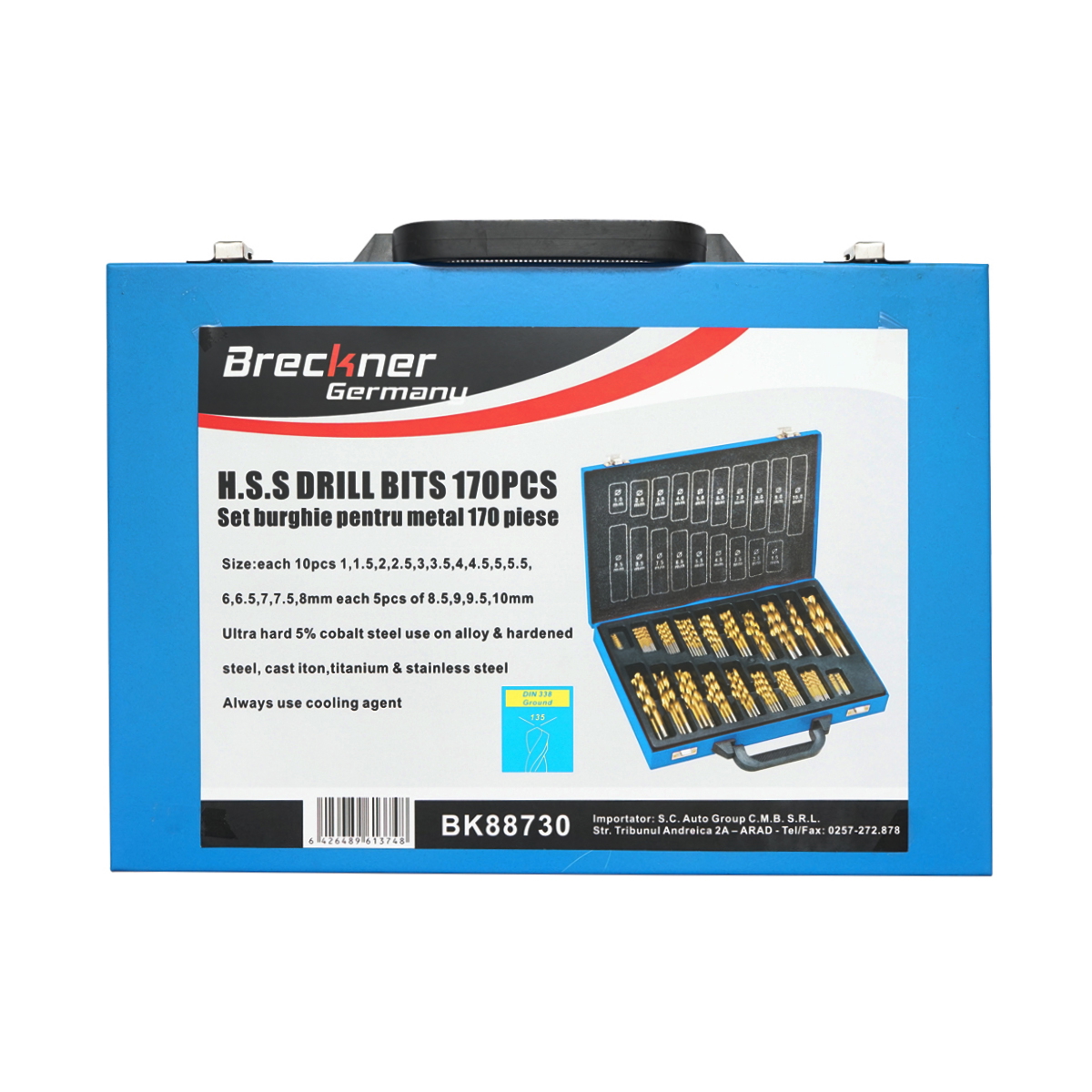 Trusa 170 burghie HSS pentru metal DIN 338 Breckner Germany - imagine 2