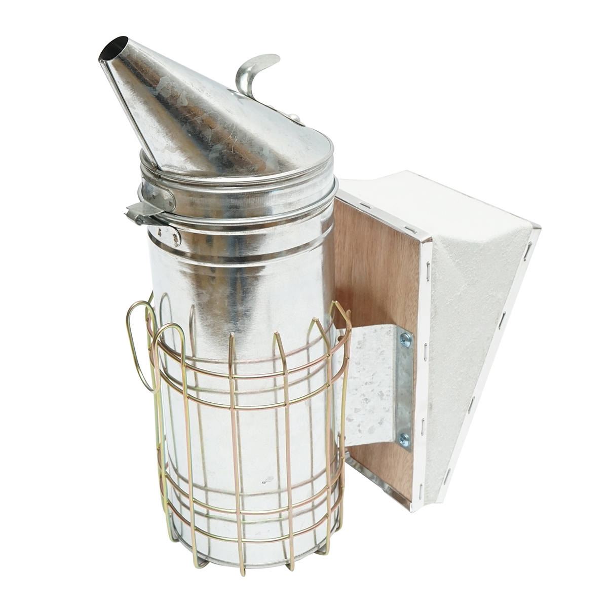 Afumator albine din otel galvanizat cu cilindru scut termic si burduf din piele 230mm - imagine 2