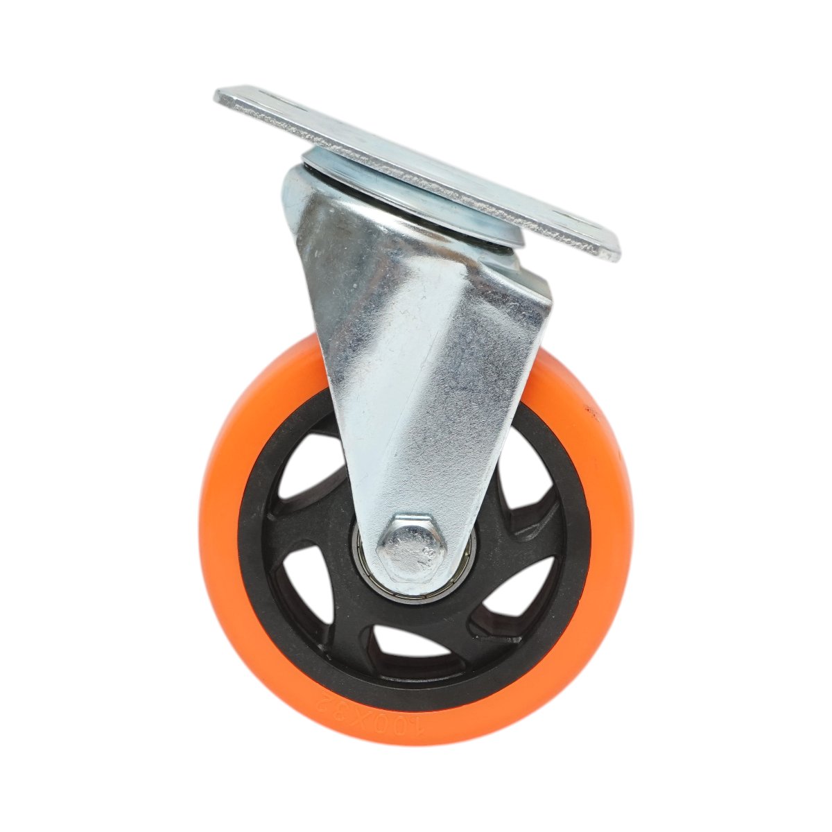 Roata pivotanta 100x31mm fara frana, PVC portocaliu, placa otel 94x63mm 90kg - imagine 2