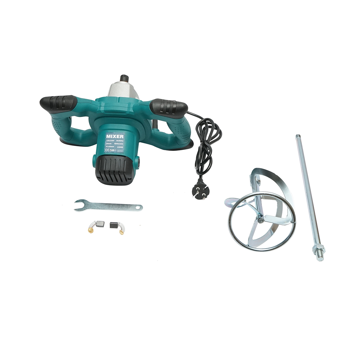 Malaxor electric cu amestecator 1200W, 220V, 6 trepte viteza 0-800rpm, paleta 120mm, M24 pentru adeziv, vopsea, mortar Breckner Germany - imagine 2