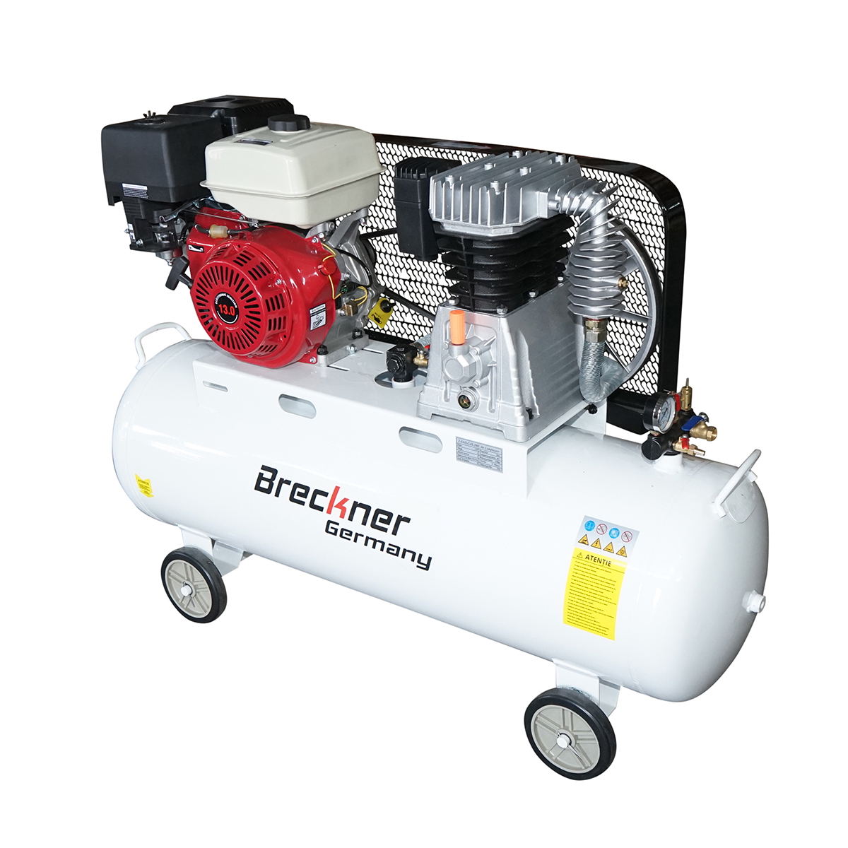 Compresor aer pe curea 200L, motor pe benzina 13CP, presiune maxima 8 bar, volum aer aspirat 600 L/min Breckner Germany - imagine 2