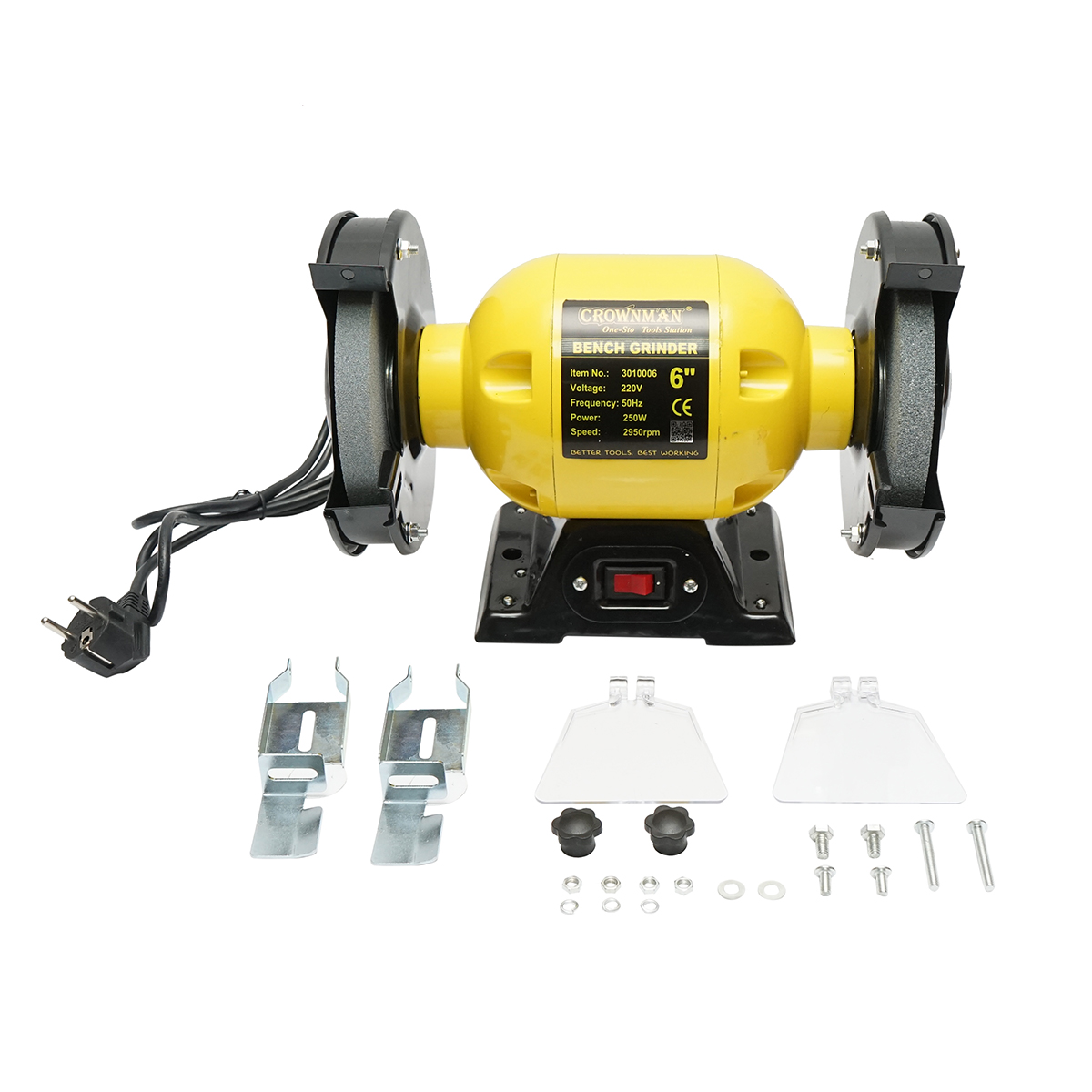 Polizor de banc 250W, 220V disc abraziv 150x16x12.7mm, viteza rotatie 2950rpm Crownman - imagine 2