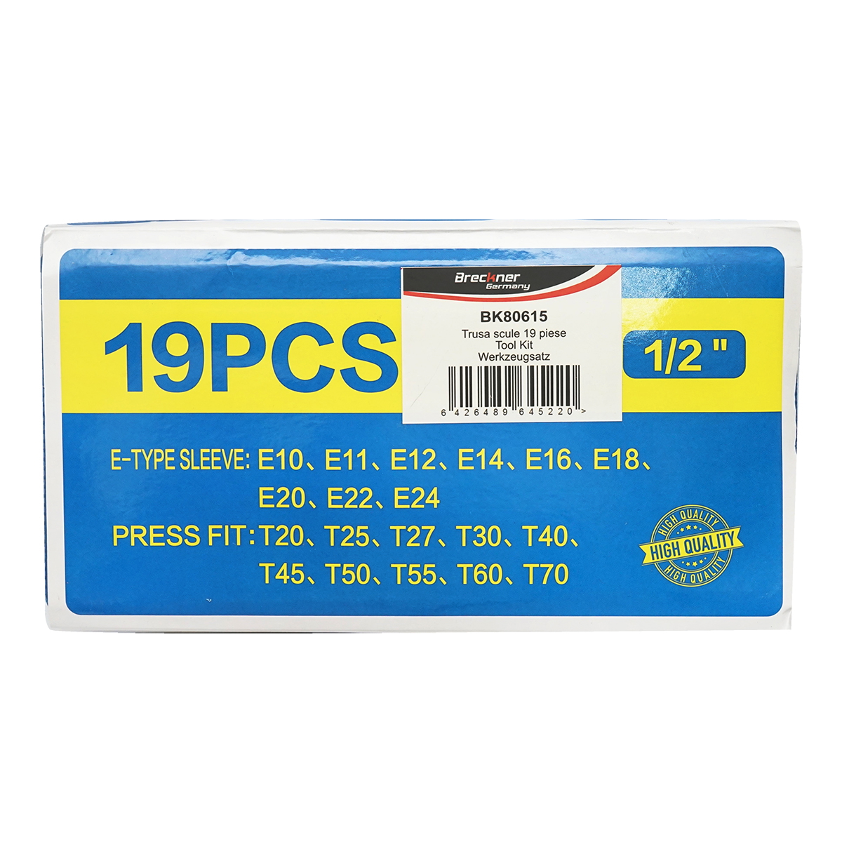 Trusa chei tubulare E-Torx, profil biti TX 19 piese Breckner Germany - imagine 2