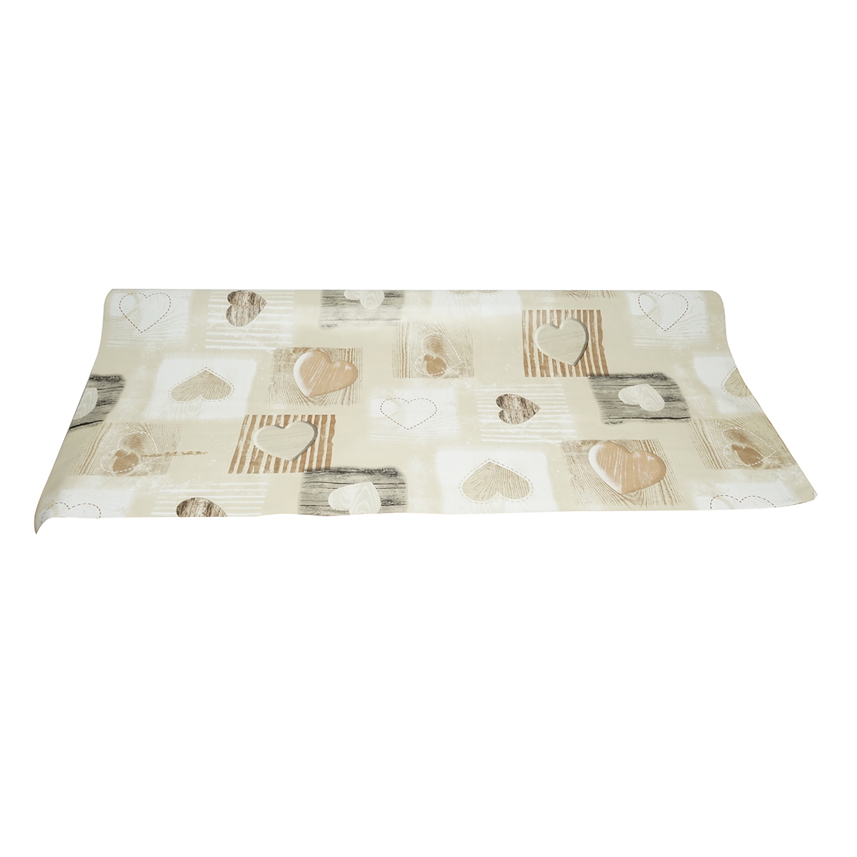 Rola fata de masa decorativa PVC 1.37x20m, grosime 0.18mm, textil 45 g/mp, model inimi crem Breckner Germany - imagine 2