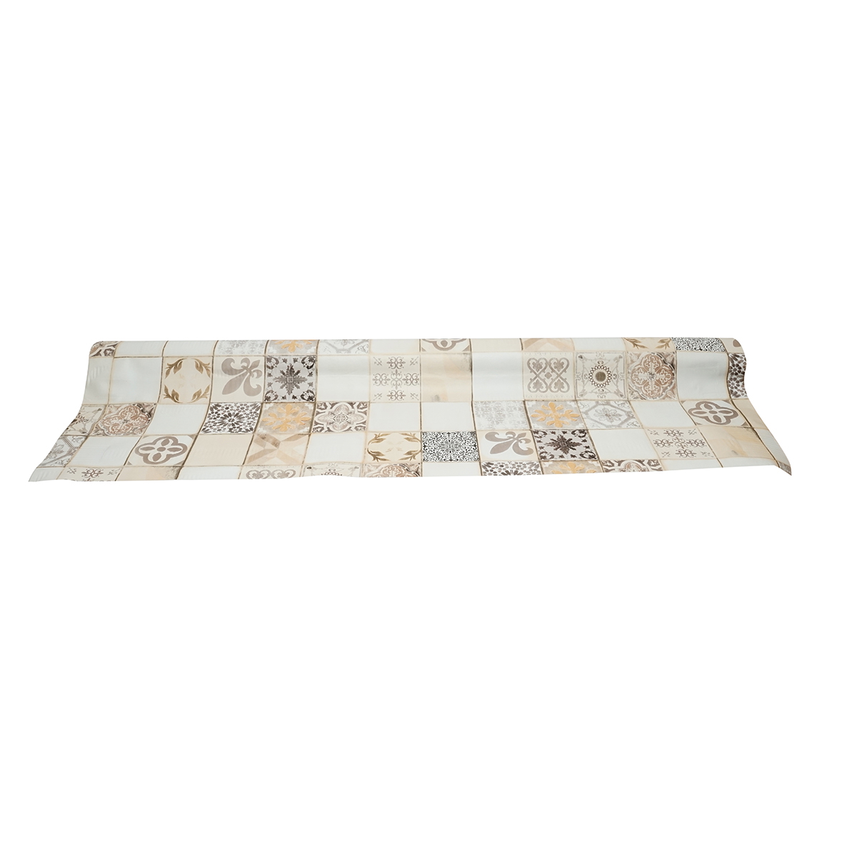 Rola fata de masa decorativa PVC 1.37x20m, grosime 0.18mm, textil 45 g/mp, model mozaic natur Breckner Germany - imagine 2