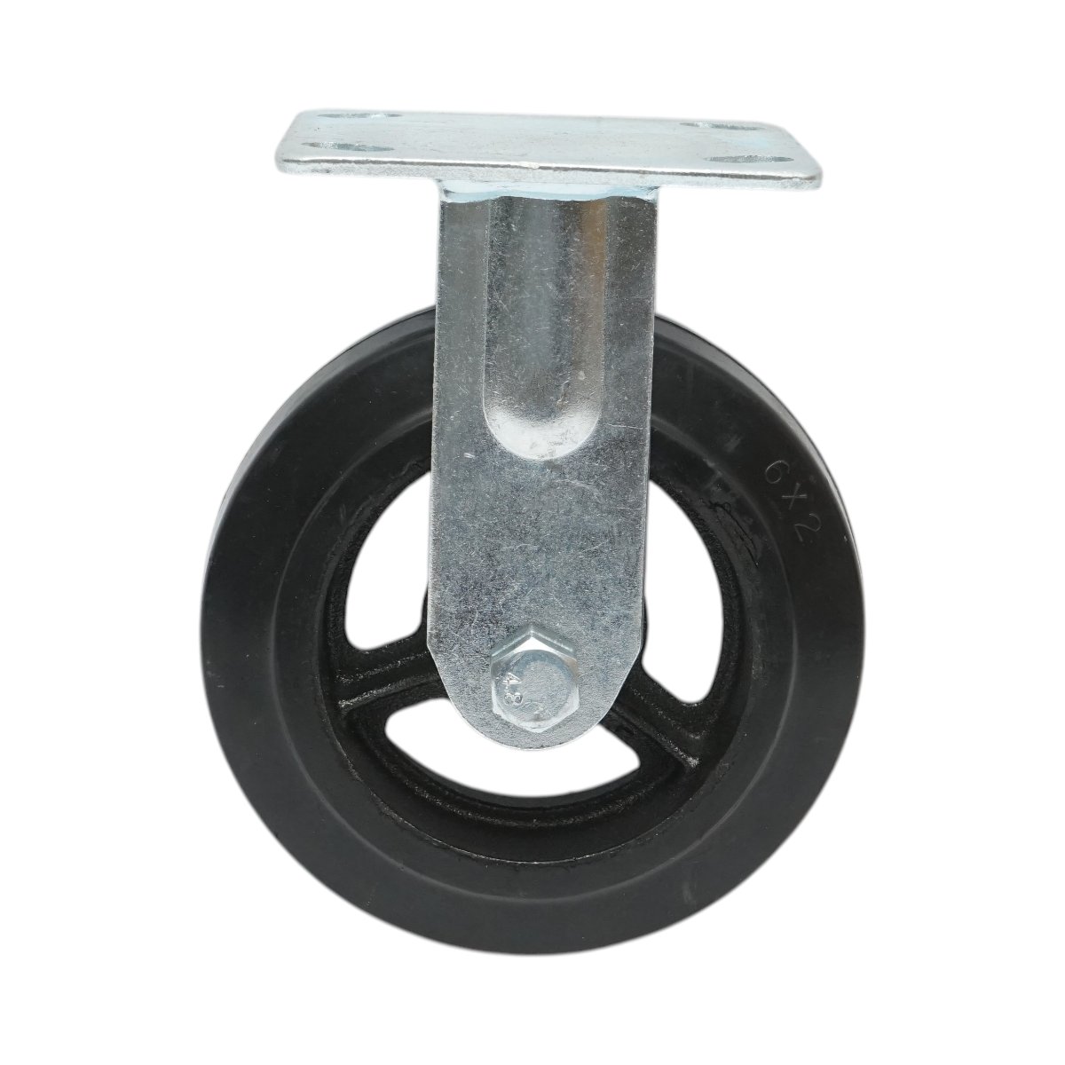 Roata fixa industriala 200x50mm fara frana, cauciuc plin negru, placa otel 115x100mm 220kg - imagine 2