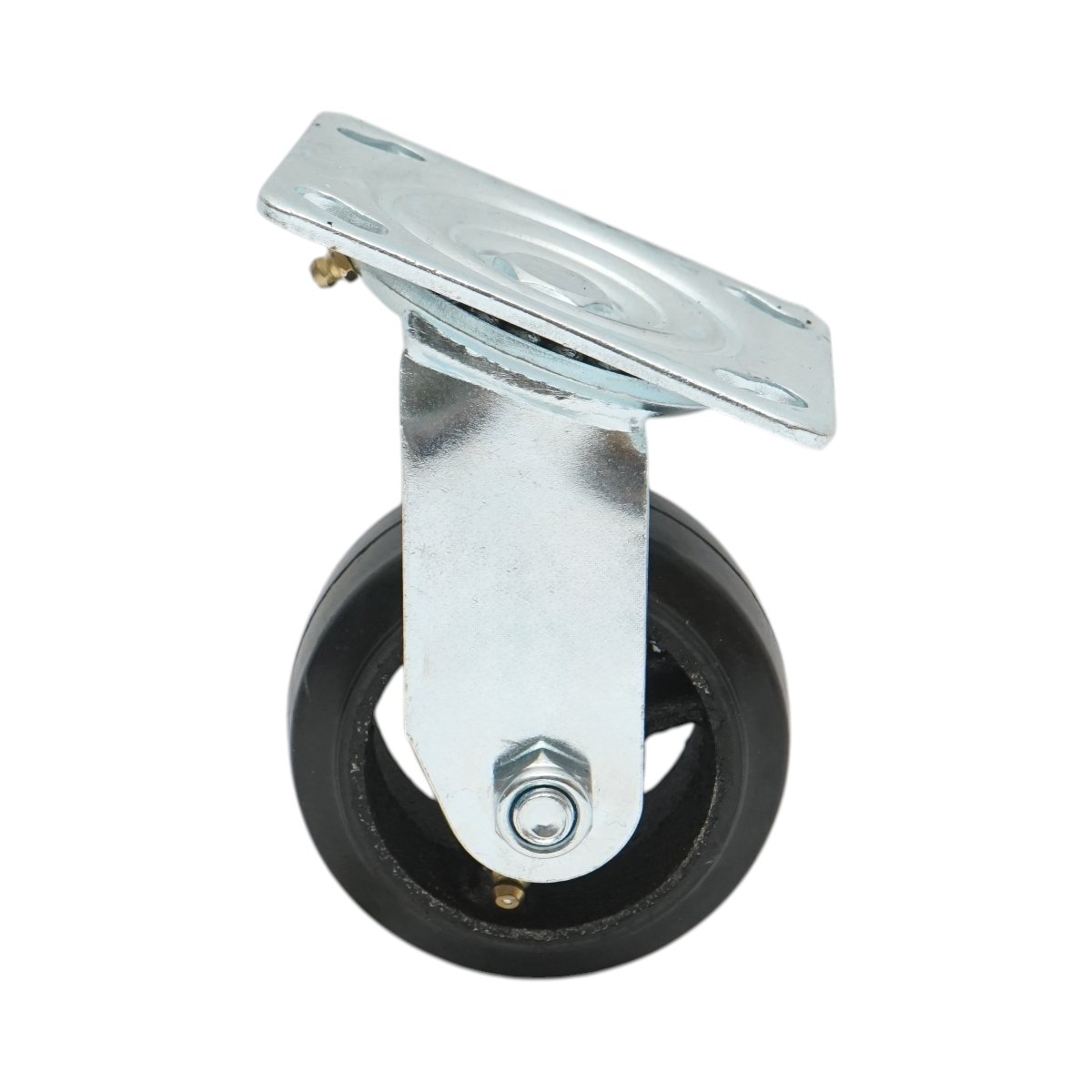 Roata pivotanta industriala 100x50mm fara frana, cauciuc plin negru, placa otel 115x100mm 100kg - imagine 2