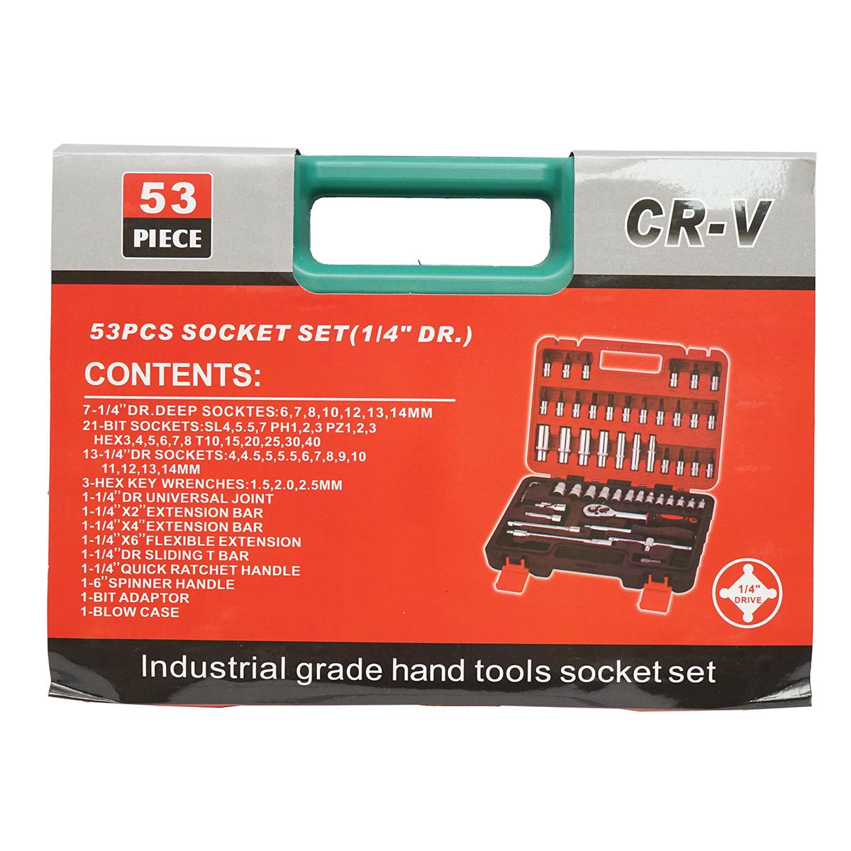Trusa chei tubulare lungi si scurte, biti, hex, torx, 1/4 antrenor cu clichet 53 piese Breckner Germany - imagine 2