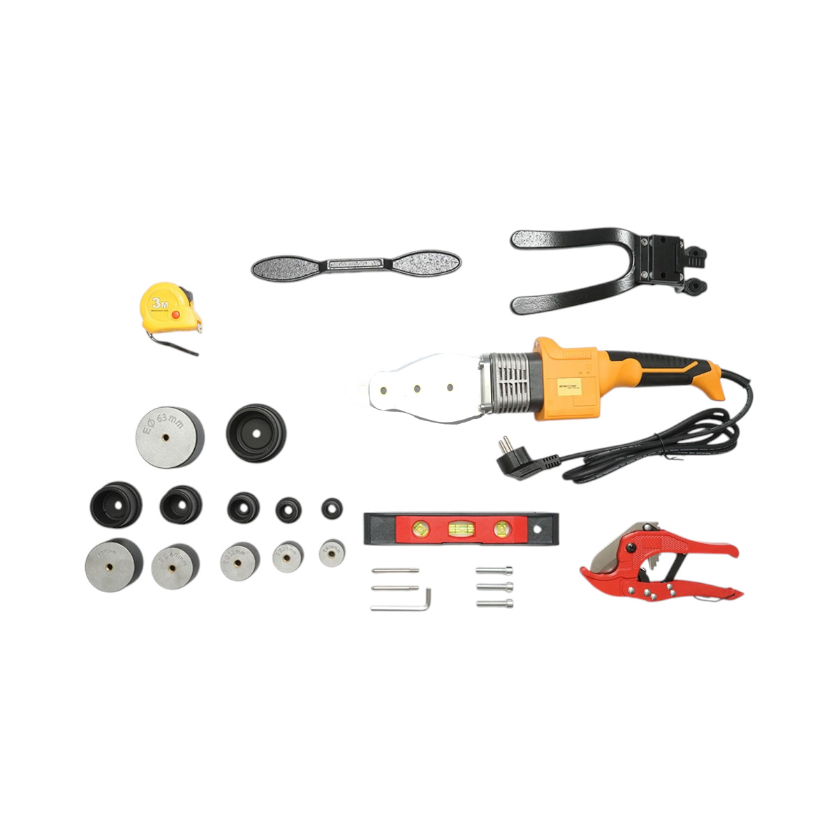 Trusa masina sudat tevi PPR 800W cu afisaj digital 0-300°C, 6 bacuri 20-63mm, nivela 3 bule, ruleta, cleste taiat Breckner Germany - imagine 2