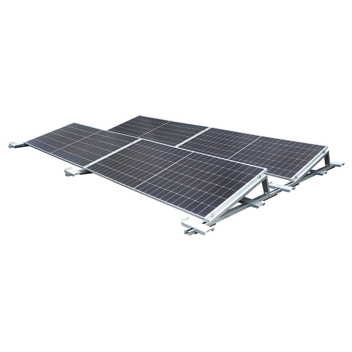 Sistem montaj, structura prinderi 10 panouri solare Est-Vest din otel galvanizat cu profil triunghiular 1700mm - imagine 2
