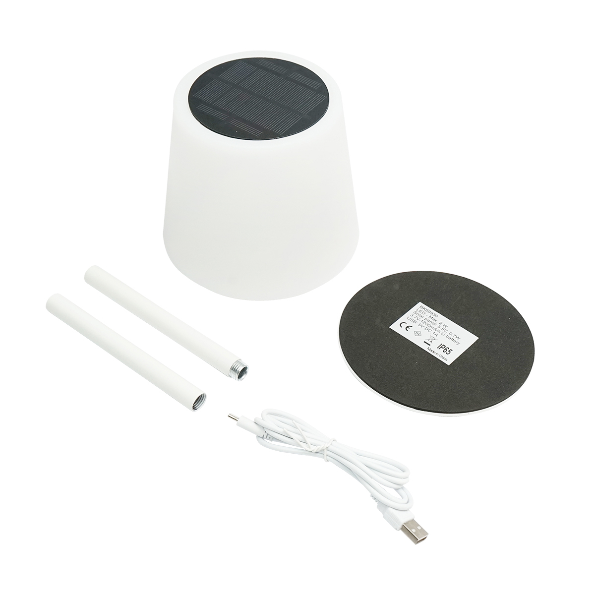 Lampa de masa solara LED 2W, panou solar 0.7W, baterie 3.7V 1200mAh, USB 5V 1A, alb Breckner Germany - imagine 2