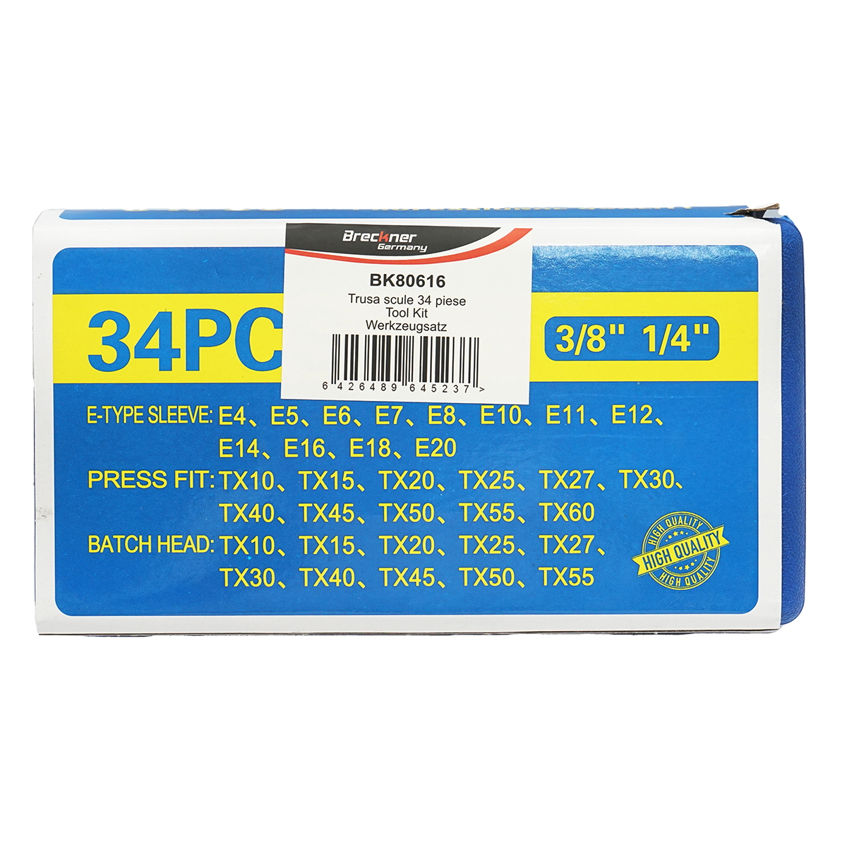 Trusa chei tubulare E-Torx, profil biti TX 34 piese Breckner Germany - imagine 2