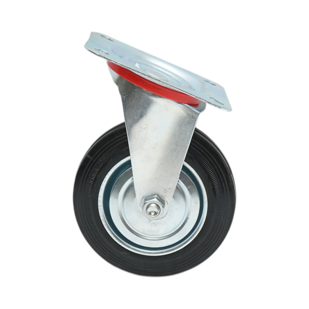 Roata pivotanta industriala 150x38mm fara frana, cauciuc plin negru, placa otel 135x105mm 120kg - imagine 2