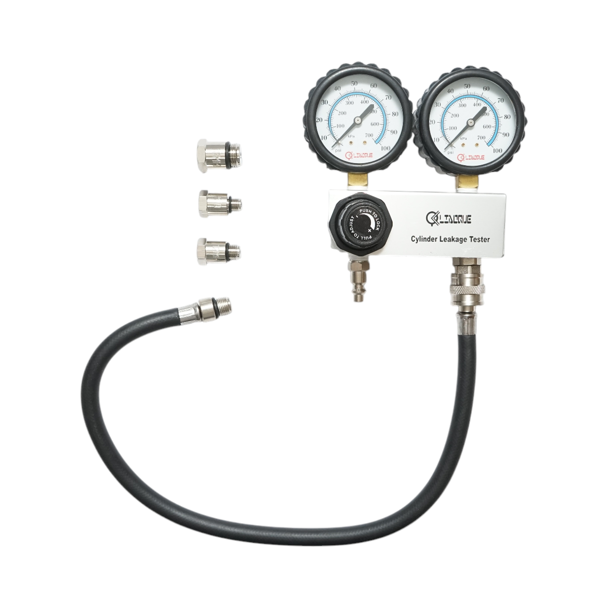 Trusa tester etansare compresie cilindru motor benzina, 3 adaptoare 10, 12, 18mm, furtun 600mm Breckner Germany - imagine 2