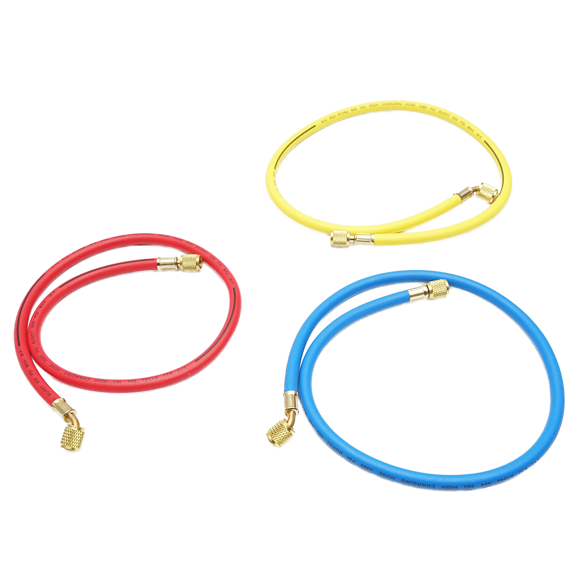 Set furtun 90 cm 3 culori pentru incarcare freon R12, R22, R134a, 404, 502 - imagine 2